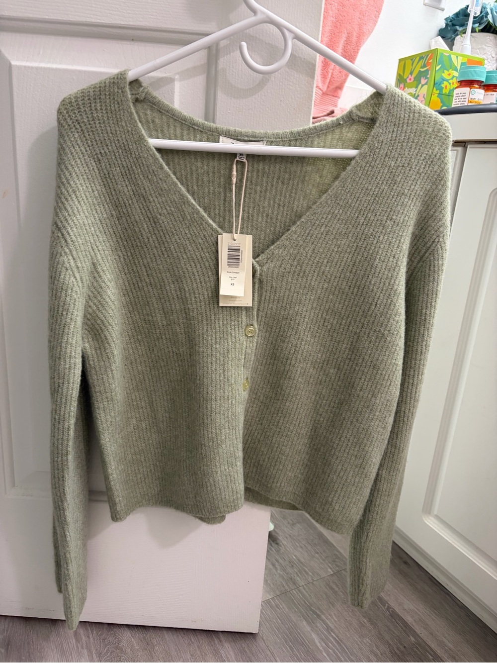 Z Supply Cropped V-Neck Button Cardigan - Sage Green